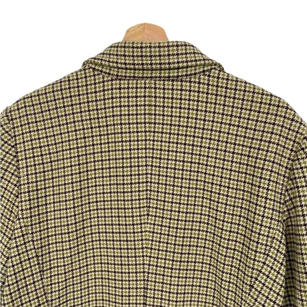 TALBOTS Houndstooth Brown Green wool viscose blazer jacket Excellent CLASSIC - Picture 7 of 10